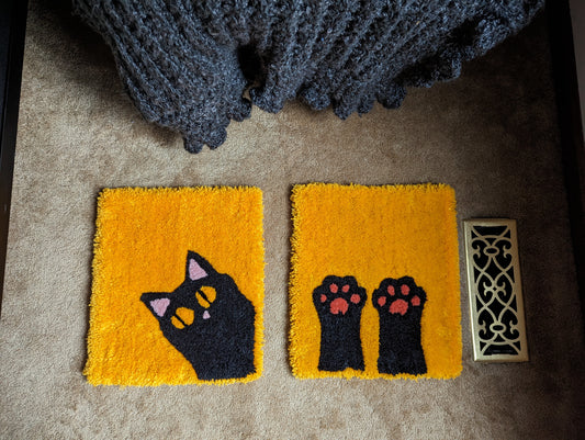 Two Panel Cat Lover Hand-tufted Rug