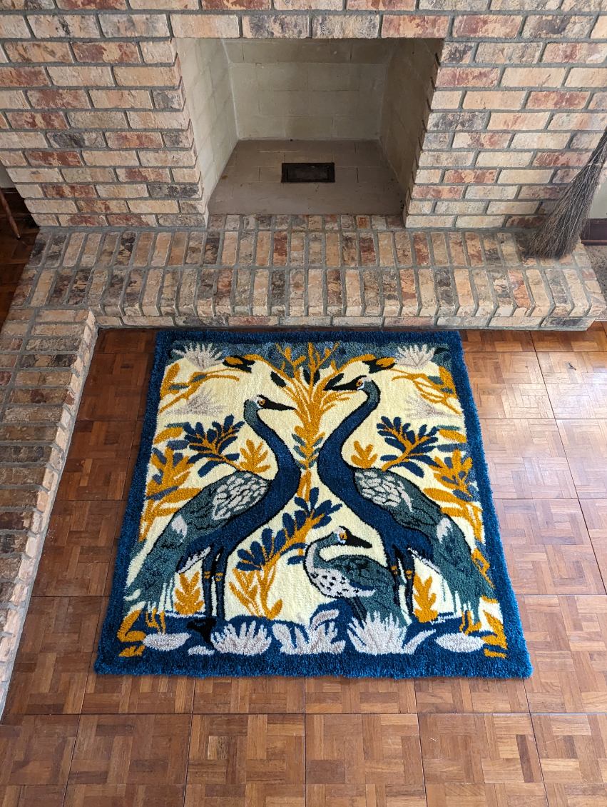 Elegant Water Bird Panel Custom Rug