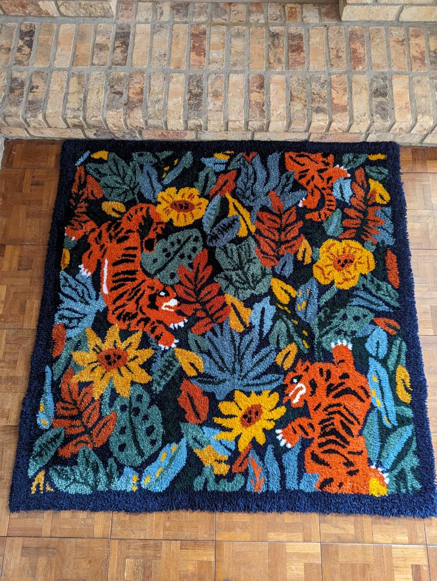 Custom Tiger and Floral Rug