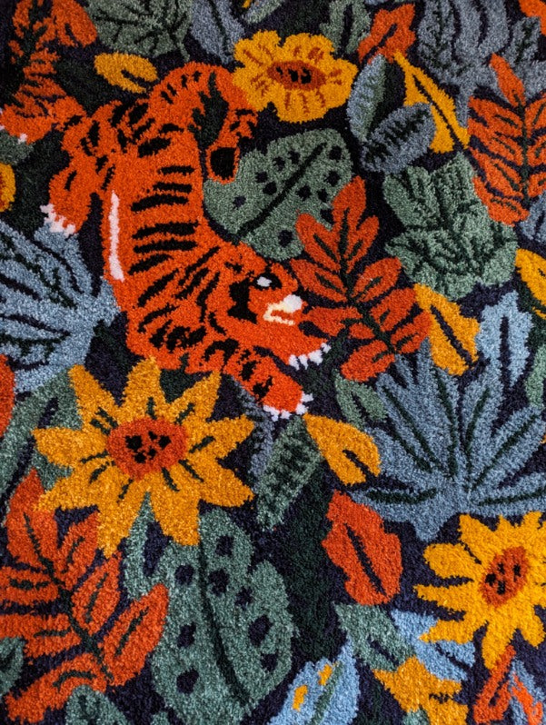 Custom Tiger and Floral Rug