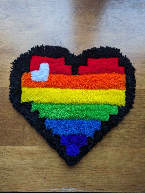 Pixel-style Rainbow Heart Small Custom Rug