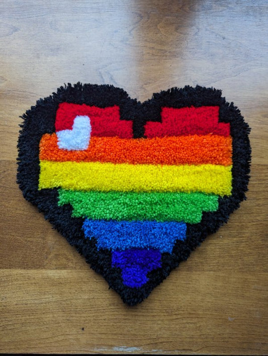 Pixel-style Rainbow Heart Small Custom Rug