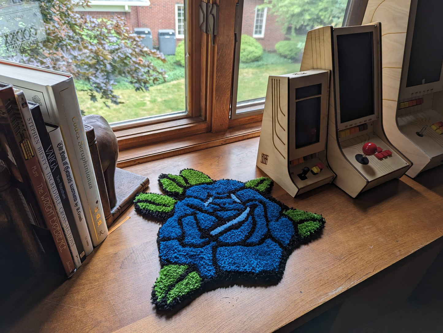 Traditional Tattoo Style Blue Rose Rug/Patch